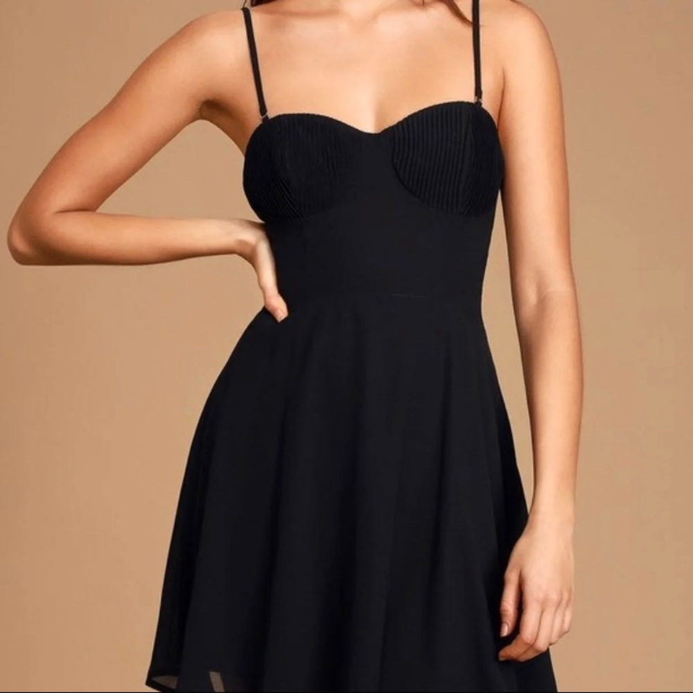 Lulu’s Black Bustier Skater Dress